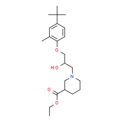 ChemSpider 2D Image | Ethyl 1-{2-hydroxy-3-[2-methyl-4-(2-methyl-2-propanyl)phenoxy]propyl}-3-piperidinecarboxylate | C22H35NO4