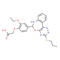 ChemSpider 2D Image | {2-Ethoxy-4-[3-(propylsulfanyl)-6,7-dihydro[1,2,4]triazino[5,6-d][3,1]benzoxazepin-6-yl]phenoxy}acetic acid | C23H24N4O5S