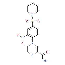 ChemSpider 2D Image | 4-[2-Nitro-4-(1-piperidinylsulfonyl)phenyl]-2-piperazinecarboxamide | C16H23N5O5S