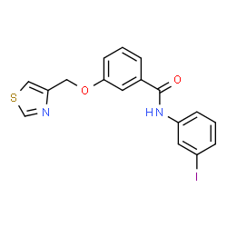 ChemSpider 2D Image | N-(3-Iodophenyl)-3-(1,3-thiazol-4-ylmethoxy)benzamide | C17H13IN2O2S