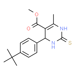 ChemSpider 2D Image | Methyl 6-methyl-4-[4-(2-methyl-2-propanyl)phenyl]-2-thioxo-1,2,3,4-tetrahydro-5-pyrimidinecarboxylate | C17H22N2O2S