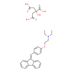 ChemSpider 2D Image | N,N-Diethyl-2-[4-(9H-fluoren-9-ylidenemethyl)phenoxy]ethanamine 2-hydroxy-1,2,3-propanetricarboxylate (1:1) | C32H35NO8