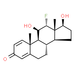 ChemSpider 2D Image | 12alpha-Fluoro-11beta,17beta-dihydroxyandrosta-1,4-dien-3-one | C19H25FO3