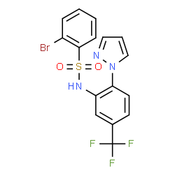 ChemSpider 2D Image | 2-Bromo-N-[2-(1H-pyrazol-1-yl)-5-(trifluoromethyl)phenyl]benzenesulfonamide | C16H11BrF3N3O2S