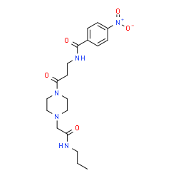 ChemSpider 2D Image | 4-Nitro-N-(3-oxo-3-{4-[2-oxo-2-(propylamino)ethyl]-1-piperazinyl}propyl)benzamide | C19H27N5O5