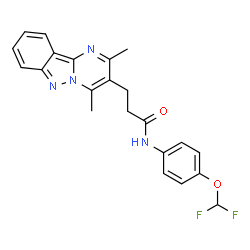 ChemSpider 2D Image | N-[4-(Difluoromethoxy)phenyl]-3-(2,4-dimethylpyrimido[1,2-b]indazol-3-yl)propanamide | C22H20F2N4O2