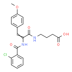 ChemSpider 2D Image | 4-({2-[(2-Chlorobenzoyl)amino]-3-(4-methoxyphenyl)acryloyl}amino)butanoic acid | C21H21ClN2O5