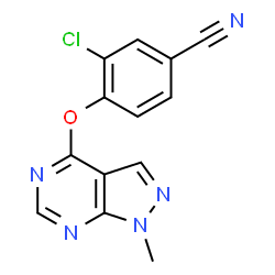 ChemSpider 2D Image | 3-Chloro-4-[(1-methyl-1H-pyrazolo[3,4-d]pyrimidin-4-yl)oxy]benzonitrile | C13H8ClN5O