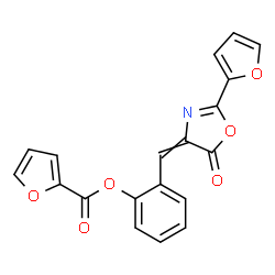 ChemSpider 2D Image | 2-{[2-(2-Furyl)-5-oxo-1,3-oxazol-4(5H)-ylidene]methyl}phenyl 2-furoate | C19H11NO6