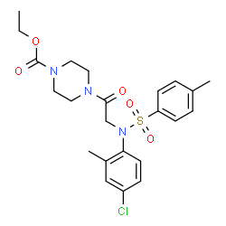 ChemSpider 2D Image | Ethyl 4-{N-(4-chloro-2-methylphenyl)-N-[(4-methylphenyl)sulfonyl]glycyl}-1-piperazinecarboxylate | C23H28ClN3O5S