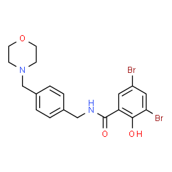 ChemSpider 2D Image | 3,5-Dibromo-2-hydroxy-N-[4-(4-morpholinylmethyl)benzyl]benzamide | C19H20Br2N2O3