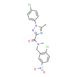 ChemSpider 2D Image | N-(2-Chloro-5-nitrobenzyl)-1-(4-chlorophenyl)-N,5-dimethyl-1H-1,2,4-triazole-3-carboxamide | C18H15Cl2N5O3
