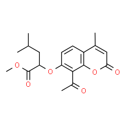 ChemSpider 2D Image | Methyl 2-[(8-acetyl-4-methyl-2-oxo-2H-chromen-7-yl)oxy]-4-methylpentanoate | C19H22O6