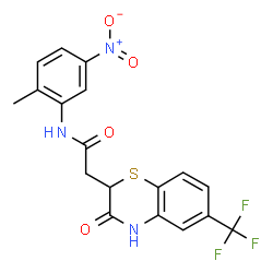 ChemSpider 2D Image | N-(2-Methyl-5-nitrophenyl)-2-[3-oxo-6-(trifluoromethyl)-3,4-dihydro-2H-1,4-benzothiazin-2-yl]acetamide | C18H14F3N3O4S
