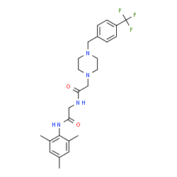 ChemSpider 2D Image | N-Mesityl-N~2~-({4-[4-(trifluoromethyl)benzyl]-1-piperazinyl}acetyl)glycinamide | C25H31F3N4O2