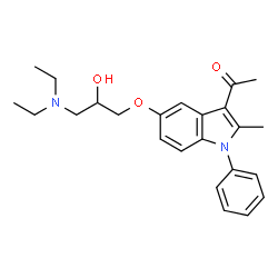 ChemSpider 2D Image | 1-[5-(3-Diethylamino-2-hydroxy-propoxy)-2-methyl-1-phenyl-1H-indol-3-yl]-ethanone | C24H30N2O3
