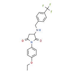 ChemSpider 2D Image | 1-(4-Ethoxyphenyl)-3-{[4-(trifluoromethyl)benzyl]amino}-2,5-pyrrolidinedione | C20H19F3N2O3