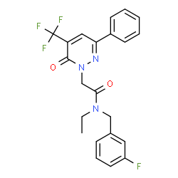 ChemSpider 2D Image | N-Ethyl-N-(3-fluorobenzyl)-2-[6-oxo-3-phenyl-5-(trifluoromethyl)-1(6H)-pyridazinyl]acetamide | C22H19F4N3O2