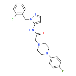 ChemSpider 2D Image | N-[1-(2-Chlorobenzyl)-1H-pyrazol-5-yl]-2-[4-(4-fluorophenyl)-1-piperazinyl]acetamide | C22H23ClFN5O