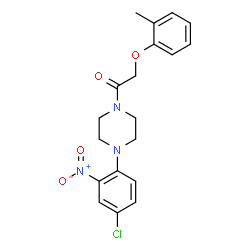 ChemSpider 2D Image | 1-[4-(4-Chloro-2-nitrophenyl)-1-piperazinyl]-2-(2-methylphenoxy)ethanone | C19H20ClN3O4