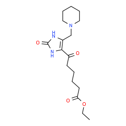 ChemSpider 2D Image | Ethyl 6-oxo-6-[2-oxo-5-(1-piperidinylmethyl)-2,3-dihydro-1H-imidazol-4-yl]hexanoate | C17H27N3O4