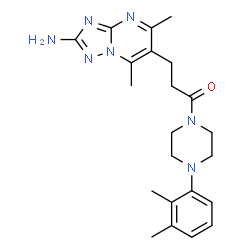 ChemSpider 2D Image | 3-(2-Amino-5,7-dimethyl[1,2,4]triazolo[1,5-a]pyrimidin-6-yl)-1-[4-(2,3-dimethylphenyl)-1-piperazinyl]-1-propanone | C22H29N7O