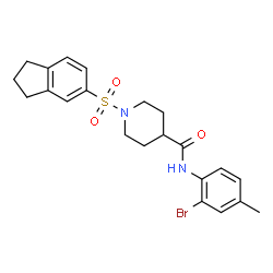 ChemSpider 2D Image | N-(2-Bromo-4-methylphenyl)-1-(2,3-dihydro-1H-inden-5-ylsulfonyl)-4-piperidinecarboxamide | C22H25BrN2O3S