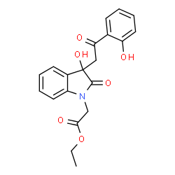 ChemSpider 2D Image | ETHYL 2-{3-HYDROXY-3-[2-(2-HYDROXYPHENYL)-2-OXOETHYL]-2-OXOINDOL-1-YL}ACETATE | C20H19NO6