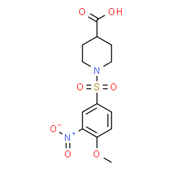 ChemSpider 2D Image | 1-[(4-Methoxy-3-nitrophenyl)sulfonyl]-4-piperidinecarboxylic acid | C13H16N2O7S