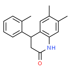 ChemSpider 2D Image | 6,7-Dimethyl-4-(2-methylphenyl)-3,4-dihydro-2(1H)-quinolinone | C18H19NO