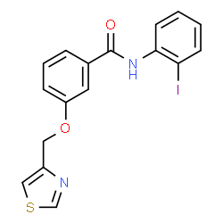ChemSpider 2D Image | N-(2-Iodophenyl)-3-(1,3-thiazol-4-ylmethoxy)benzamide | C17H13IN2O2S