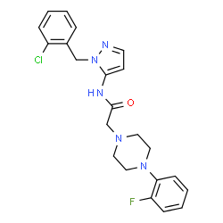 ChemSpider 2D Image | N-[1-(2-Chlorobenzyl)-1H-pyrazol-5-yl]-2-[4-(2-fluorophenyl)-1-piperazinyl]acetamide | C22H23ClFN5O