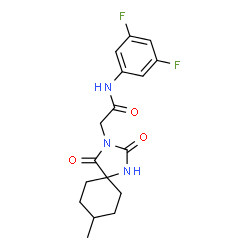 ChemSpider 2D Image | N-(3,5-Difluorophenyl)-2-(8-methyl-2,4-dioxo-1,3-diazaspiro[4.5]dec-3-yl)acetamide | C17H19F2N3O3