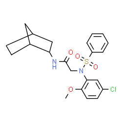 ChemSpider 2D Image | N-Bicyclo[2.2.1]hept-2-yl-N~2~-(5-chloro-2-methoxyphenyl)-N~2~-(phenylsulfonyl)glycinamide | C22H25ClN2O4S