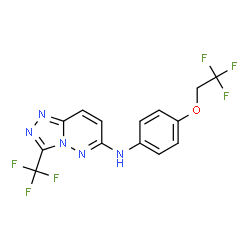 ChemSpider 2D Image | N-[4-(2,2,2-Trifluoroethoxy)phenyl]-3-(trifluoromethyl)[1,2,4]triazolo[4,3-b]pyridazin-6-amine | C14H9F6N5O