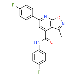 ChemSpider 2D Image | N,6-Bis(4-fluorophenyl)-3-methyl[1,2]oxazolo[5,4-b]pyridine-4-carboxamide | C20H13F2N3O2
