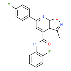 ChemSpider 2D Image | N-(2-Fluorophenyl)-6-(4-fluorophenyl)-3-methyl[1,2]oxazolo[5,4-b]pyridine-4-carboxamide | C20H13F2N3O2