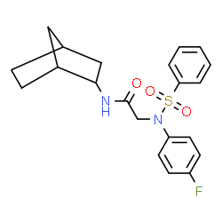 ChemSpider 2D Image | N-Bicyclo[2.2.1]hept-2-yl-N~2~-(4-fluorophenyl)-N~2~-(phenylsulfonyl)glycinamide | C21H23FN2O3S