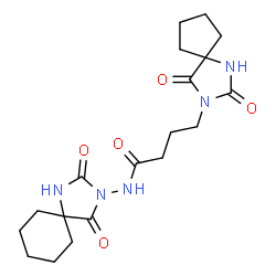 ChemSpider 2D Image | N-(2,4-Dioxo-1,3-diazaspiro[4.5]dec-3-yl)-4-(2,4-dioxo-1,3-diazaspiro[4.4]non-3-yl)butanamide | C19H27N5O5