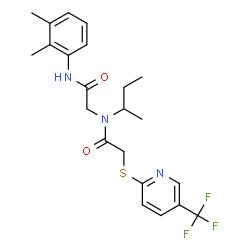 ChemSpider 2D Image | N~2~-sec-Butyl-N-(2,3-dimethylphenyl)-N~2~-({[5-(trifluoromethyl)-2-pyridinyl]sulfanyl}acetyl)glycinamide | C22H26F3N3O2S