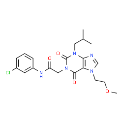 ChemSpider 2D Image | N-(3-Chlorophenyl)-2-[3-isobutyl-7-(2-methoxyethyl)-2,6-dioxo-2,3,6,7-tetrahydro-1H-purin-1-yl]acetamide | C20H24ClN5O4