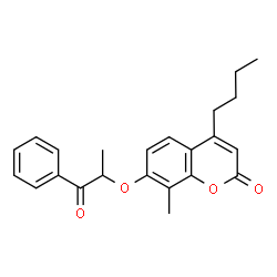 ChemSpider 2D Image | 4-Butyl-8-methyl-7-[(1-oxo-1-phenyl-2-propanyl)oxy]-2H-chromen-2-one | C23H24O4