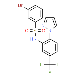 ChemSpider 2D Image | 3-Bromo-N-[2-(1H-pyrazol-1-yl)-5-(trifluoromethyl)phenyl]benzenesulfonamide | C16H11BrF3N3O2S