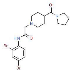 ChemSpider 2D Image | N-(2,4-Dibromophenyl)-2-[4-(1-pyrrolidinylcarbonyl)-1-piperidinyl]acetamide | C18H23Br2N3O2
