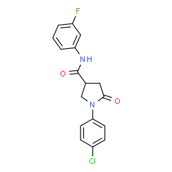 ChemSpider 2D Image | 1-(4-Chlorophenyl)-N-(3-fluorophenyl)-5-oxo-3-pyrrolidinecarboxamide | C17H14ClFN2O2