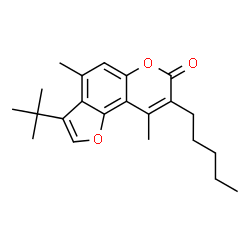 ChemSpider 2D Image | 4,9-Dimethyl-3-(2-methyl-2-propanyl)-8-pentyl-7H-furo[2,3-f]chromen-7-one | C22H28O3