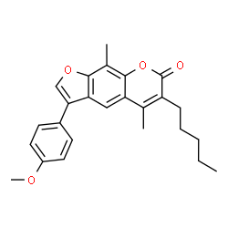 ChemSpider 2D Image | 3-(4-Methoxyphenyl)-5,9-dimethyl-6-pentyl-7H-furo[3,2-g]chromen-7-one | C25H26O4
