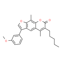 ChemSpider 2D Image | 3-(3-Methoxyphenyl)-5,9-dimethyl-6-pentyl-7H-furo[3,2-g]chromen-7-one | C25H26O4