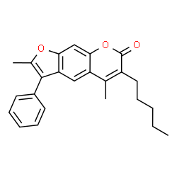 ChemSpider 2D Image | 2,5-Dimethyl-6-pentyl-3-phenyl-7H-furo[3,2-g]chromen-7-one | C24H24O3