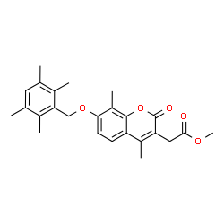 ChemSpider 2D Image | Methyl {4,8-dimethyl-2-oxo-7-[(2,3,5,6-tetramethylbenzyl)oxy]-2H-chromen-3-yl}acetate | C25H28O5